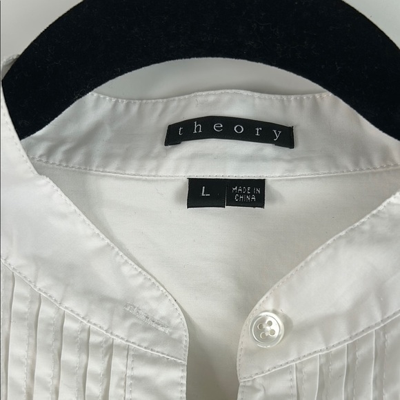 Theory Women's White Tuxedo Bib Button-Up Shirt | Large - Picture 2 of 5